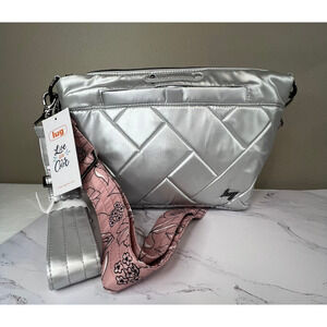 Lug Flare2 Crossbody Bag Metallic Silver Floral Strap Interchangeable Straps NEW
